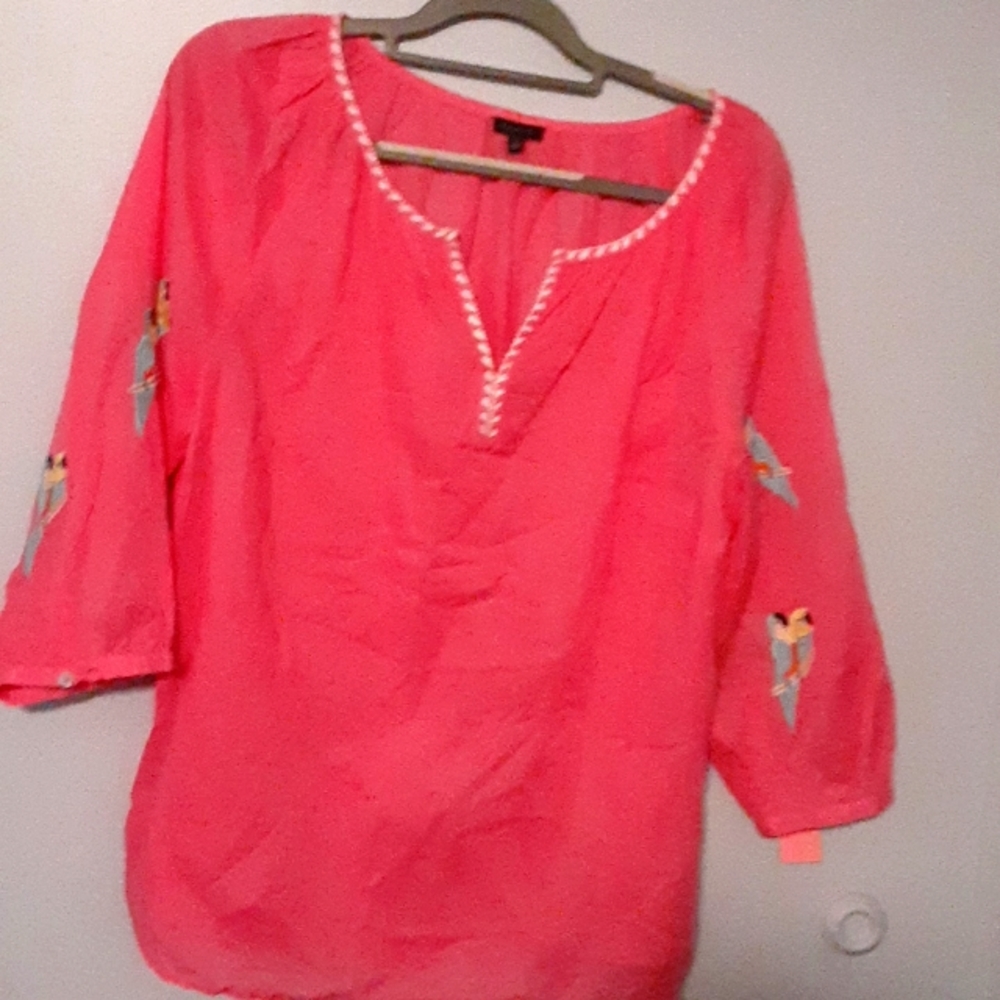Talbot size large pink cotton shirt with birds